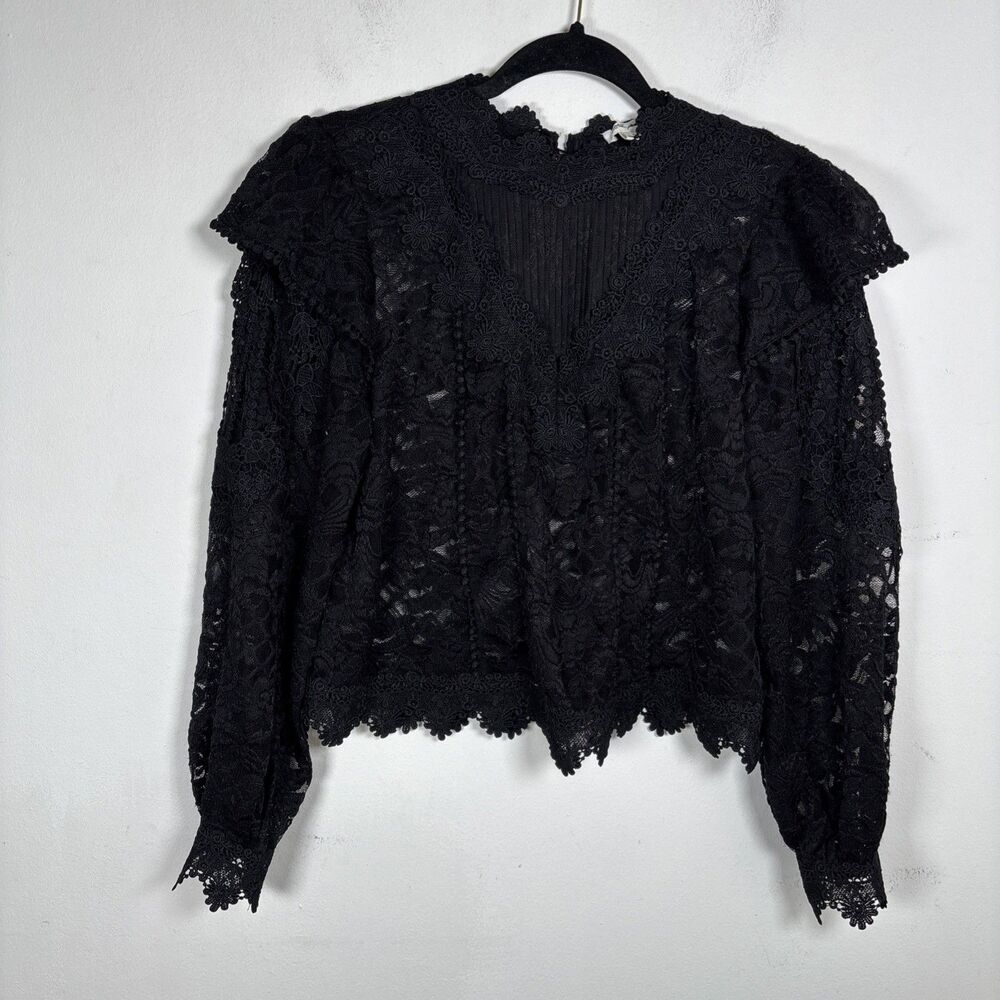 Ultra Pink Black Crochet Lace Blouse women S Mock Neck long Sleeve Romantic boho